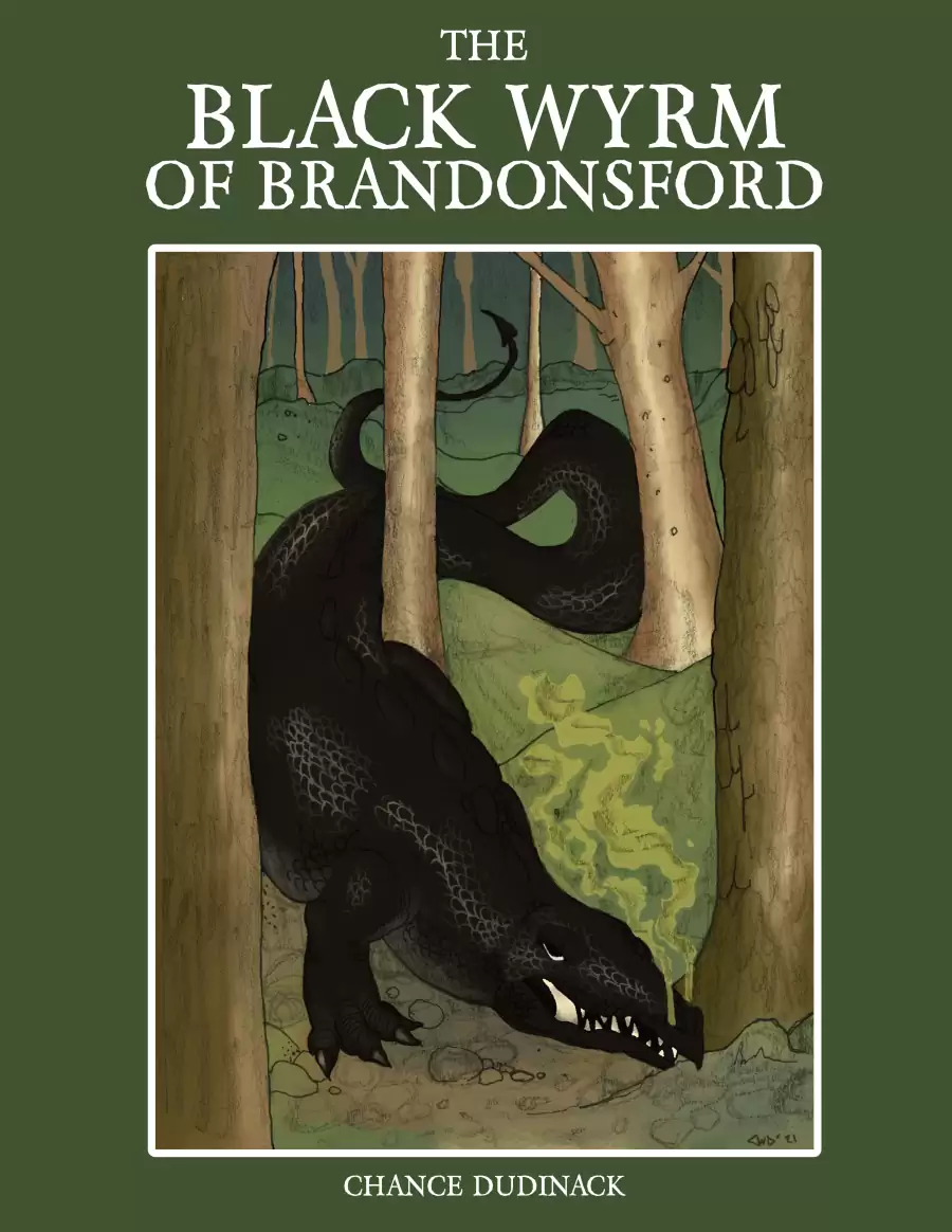 Capa do módulo de aventura *The Black Wyrm of Brandonsford* capa do módulo de aventura